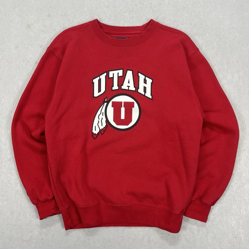 Vintage 90s Utah Utes Crew Neck Pullover Sweatshirt Adult Small NCAA Football